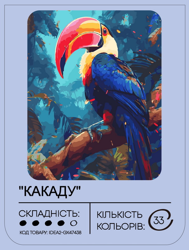 Набір для розпису по номерах "Какаду" 40*50 см, IDEA2-GX47438, ТМ "99IDEAS" 1