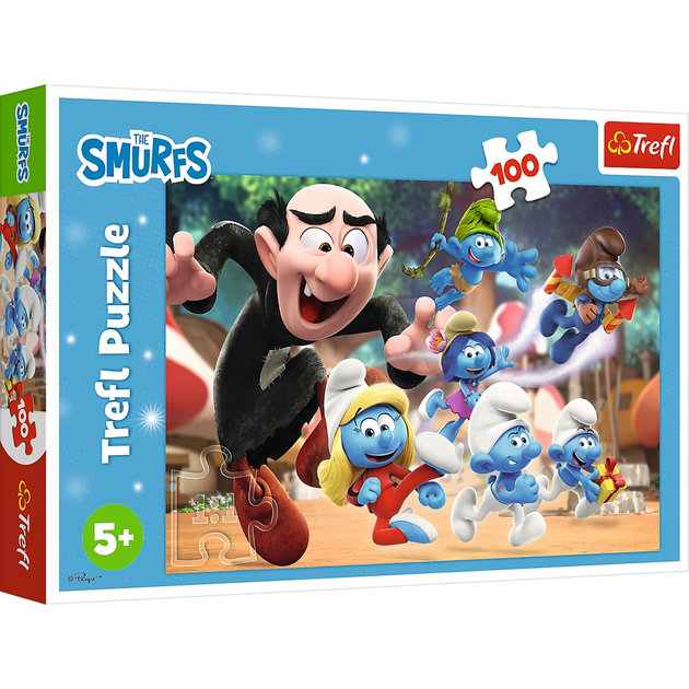 Пазл "100" - Уроки тата Смурфа, The Smurfs, 16481, Trefl