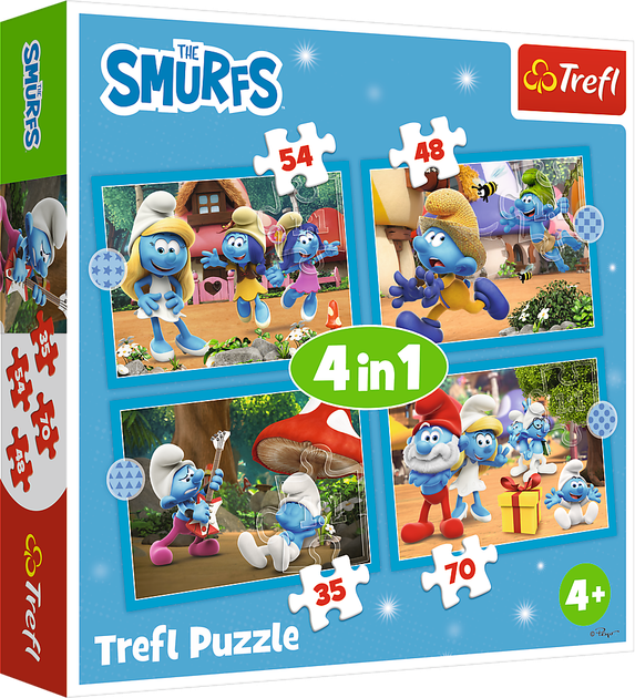 Пазл "4 in 1 (35, 48, 54, 70)" - Село Смурфів, The Smurfs, 34656, Trefl