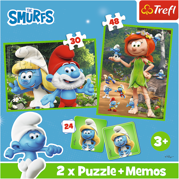 Пазл "2 in 1 + memos" - Смурфикам весело, The Smurfs, 93656, Trefl 1