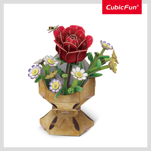 Трехмерная головоломка-конструктор серии Букет цветов "Роза", Cubic Fun, W3301h 1