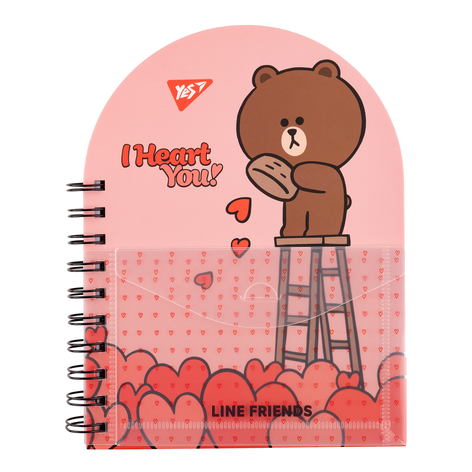 Блокнот "Line Friends" В6+, 100 л., двойной, спираль из пласт. карманом, точка, 151791 YES