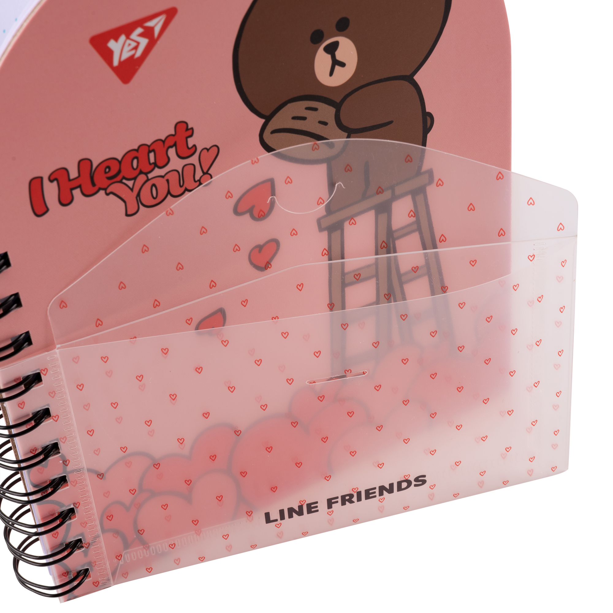 Блокнот "Line Friends" В6+, 100 л., двойной, спираль из пласт. карманом, точка, 151791 YES 4
