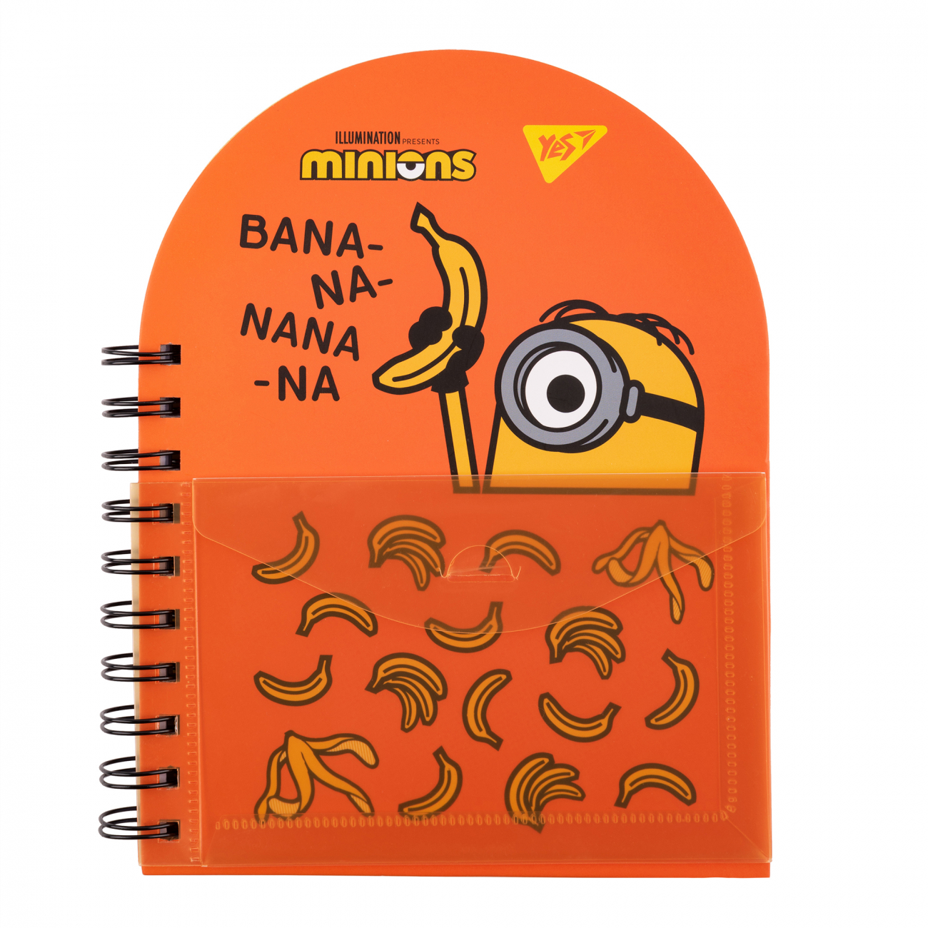 Блокнот "Minions" В6+, 100 л., двойной, спираль из пласт. карманом, точка, 151793 YES