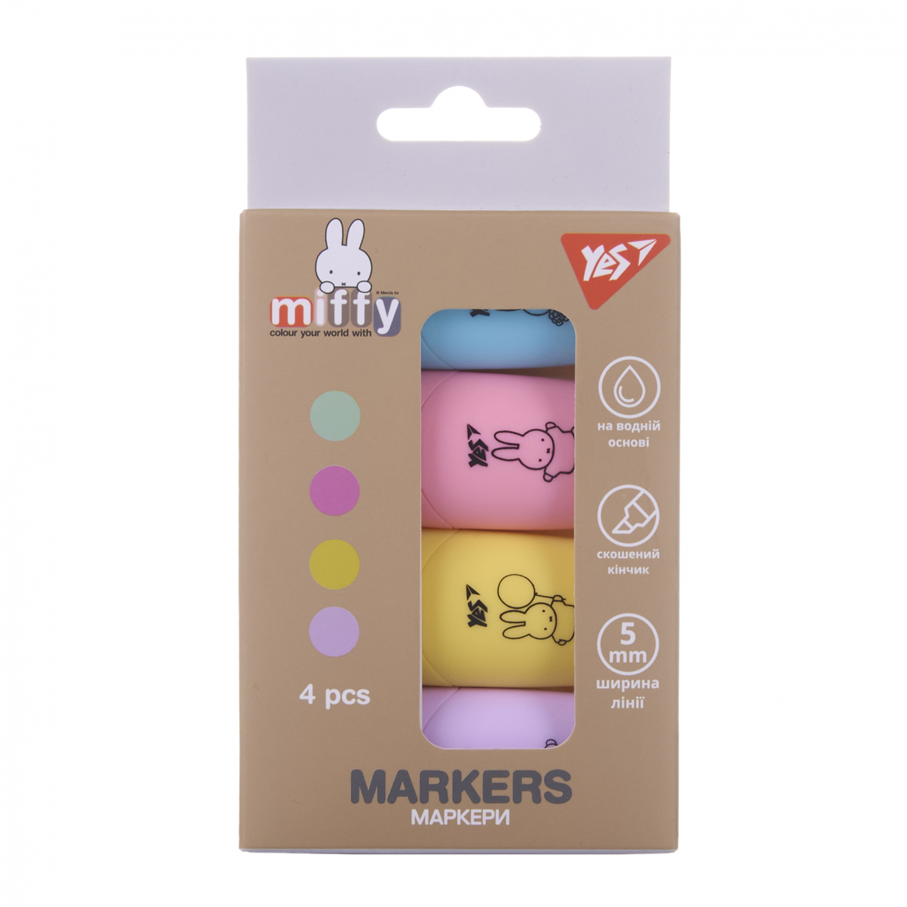 Маркер текстовий "Miffy" 4 шт., 391093 Yes