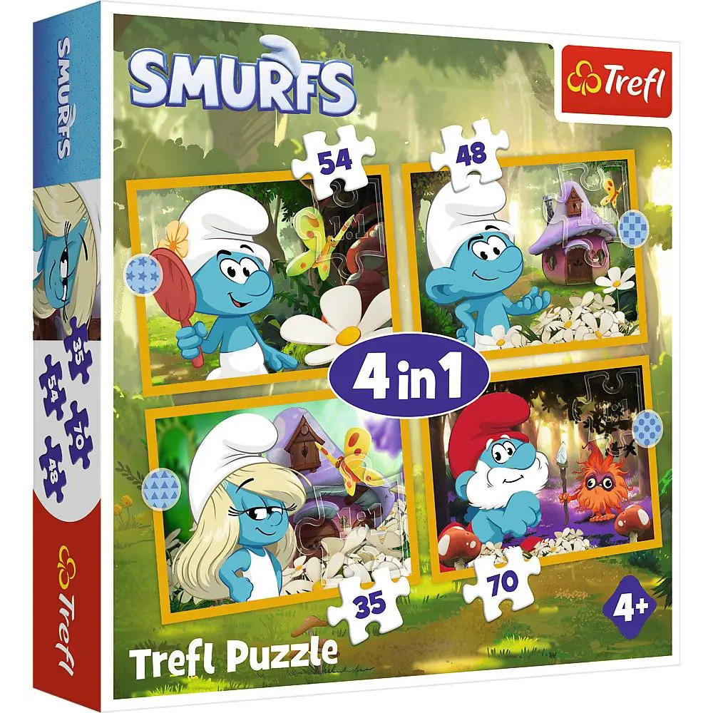 Пазл "4 in 1 (35, 48, 54, 70)" - The Smurfs Жизнь в деревне смурфов, 43960, Trefl