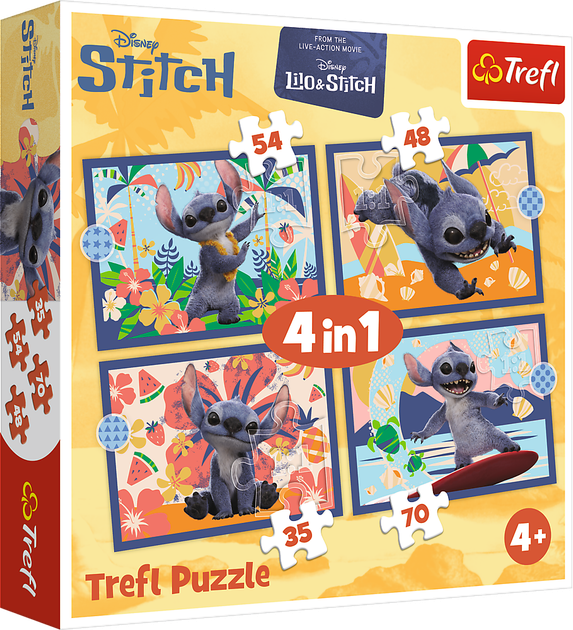 Пазл "4 in 1 (35, 48, 54, 70)" - Disney Stitch The Movie Відпустка на Гаваях, 46664, Trefl