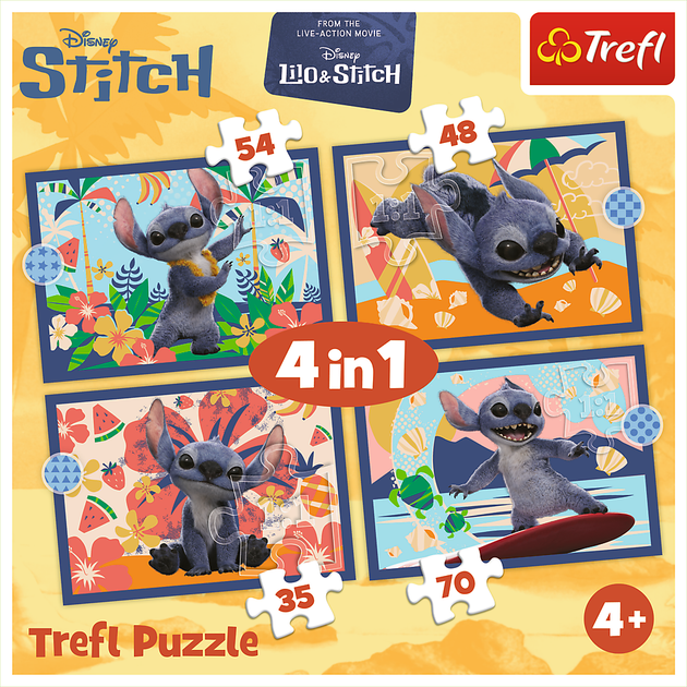 Пазл "4 in 1 (35, 48, 54, 70)" - Disney Stitch The Movie Відпустка на Гаваях, 46664, Trefl 5