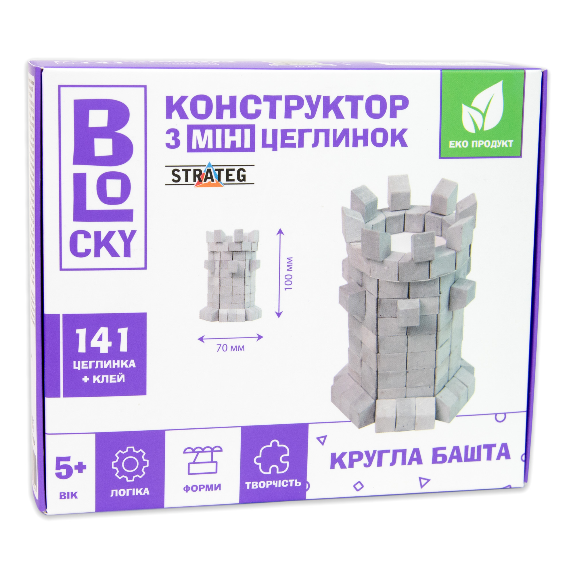 Строительный набор для творчества из мини-кирпичиков BLOCKY "Круглая башня" Strateg, 31024