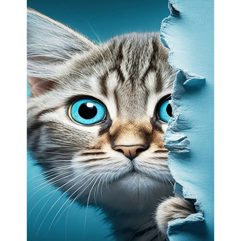 Алмазная мозаика "Котик с голубыми глазками" 40*50 см, JSFH85879, ТМ "Strateg"