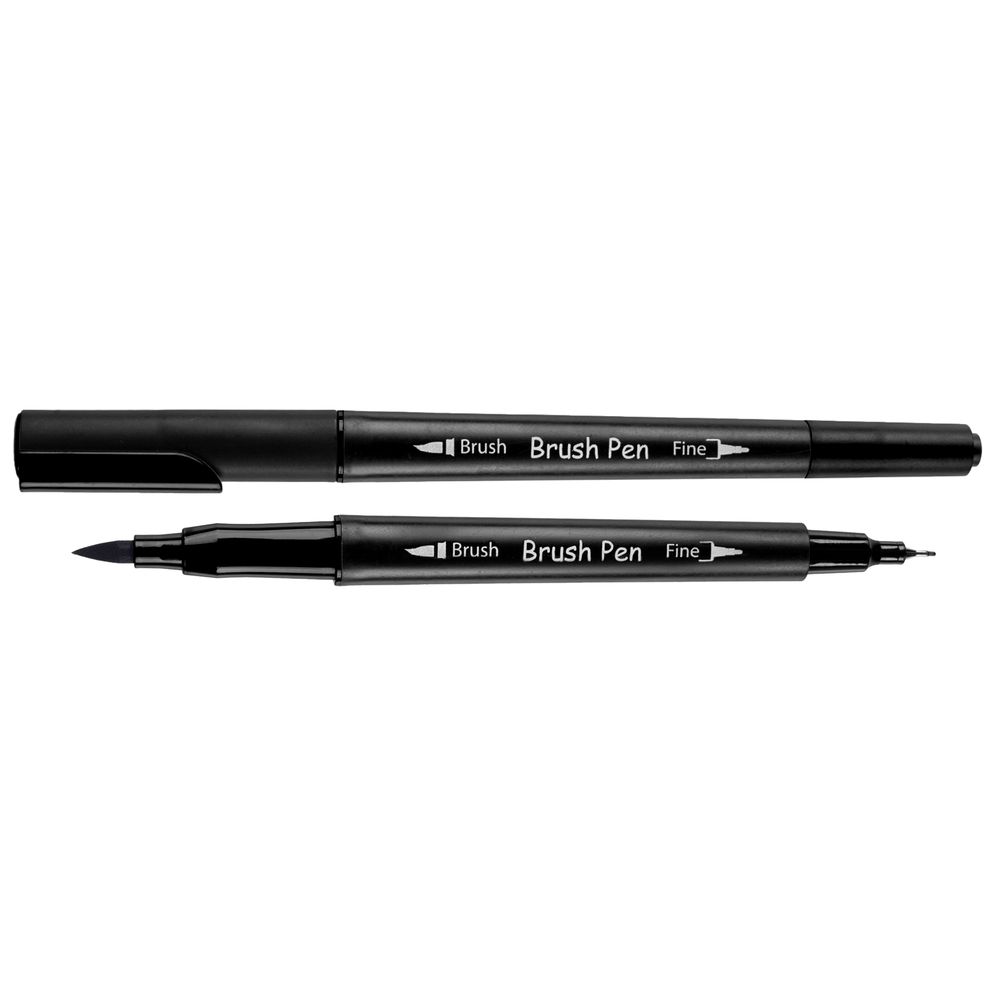 Маркер акварельний SANTI "Brush Pen" SW-27, чорний, двосторонній, 391027 1