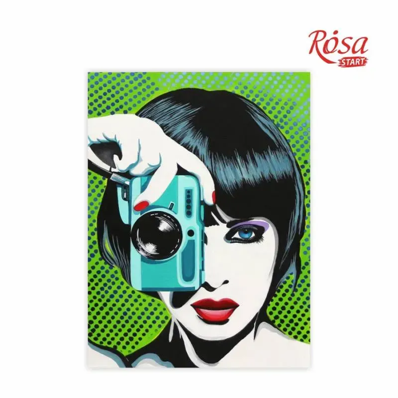 Холст на картоне с контуром, Paparazzi, 30*40, хлопок, акрил, Rosa Start