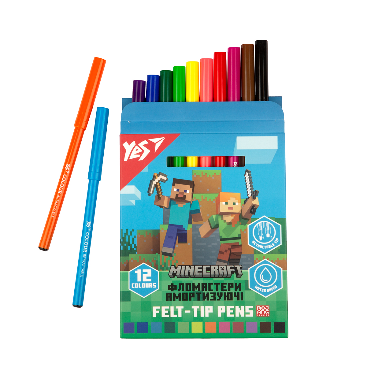 Фломастери Yes 12 кольорів "Minecraft" амортизуючі, 650582 2