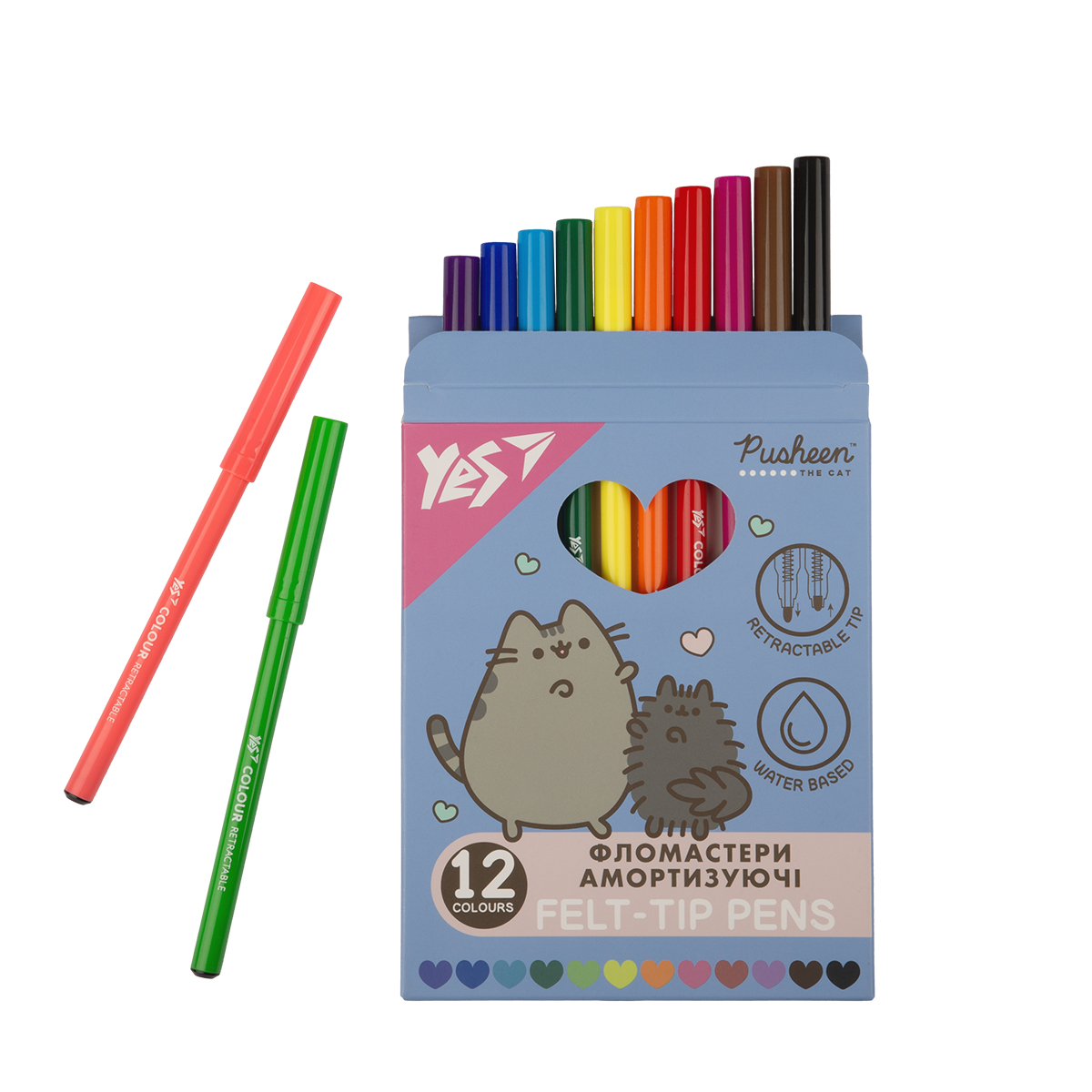 Фломастери Yes 12 кольорів "Pusheen" амортизуючі, 650581 2