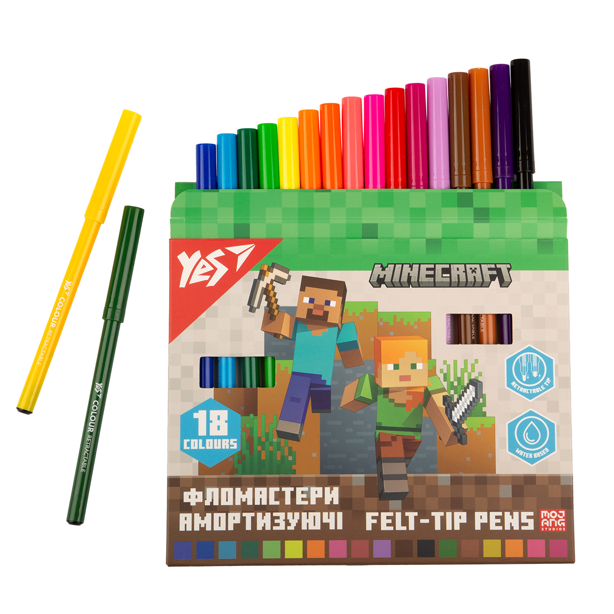 Фломастери Yes 18 кольорів "Minecraft" амортизуючі, 650584 2