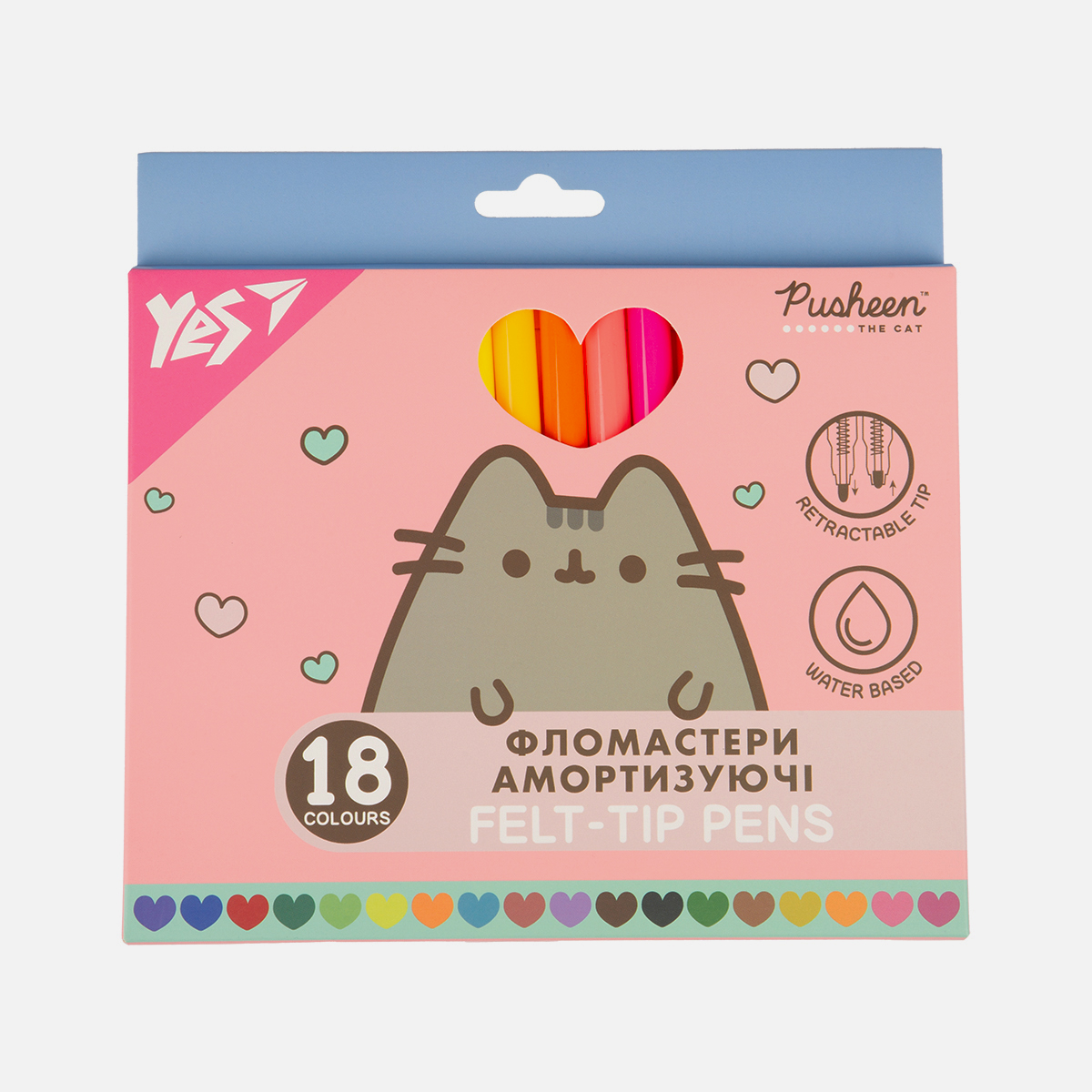 Фломастери Yes 18 кольорів "Pusheen" амортизуючі, 650583