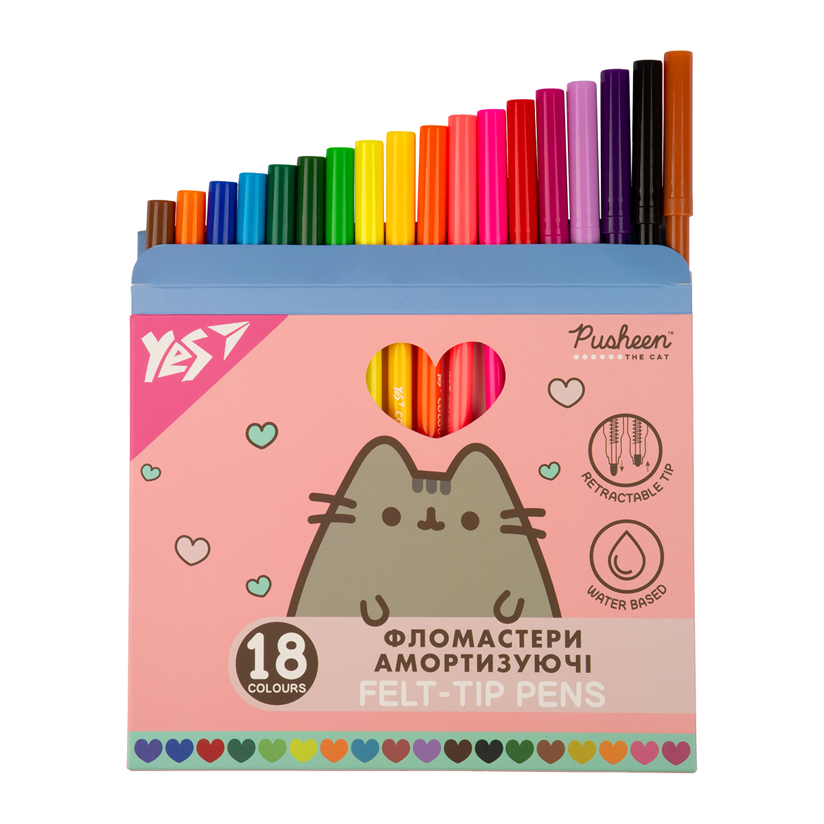 Фломастери Yes 18 кольорів "Pusheen" амортизуючі, 650583 1