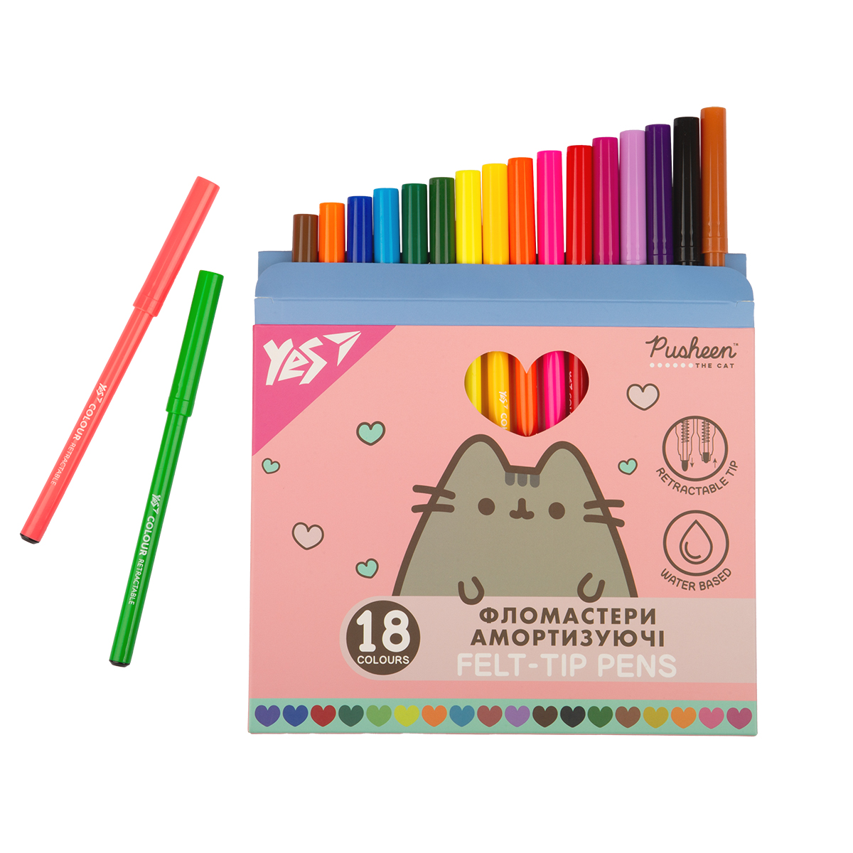 Фломастери Yes 18 кольорів "Pusheen" амортизуючі, 650583 2
