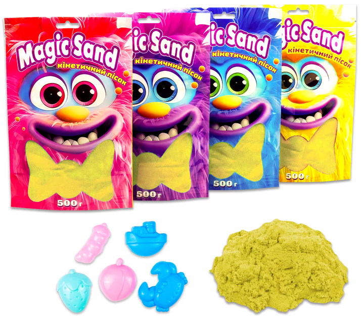 Кинетический песок Magic sand в пакете, желтый, 0,500 кг, 39403-5 2