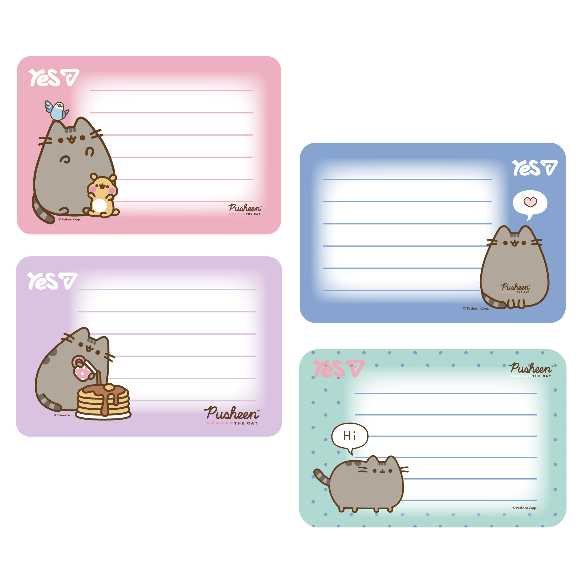 Наліпки на зошити Yes "Pusheen" 8 шт/уп, 955505 1