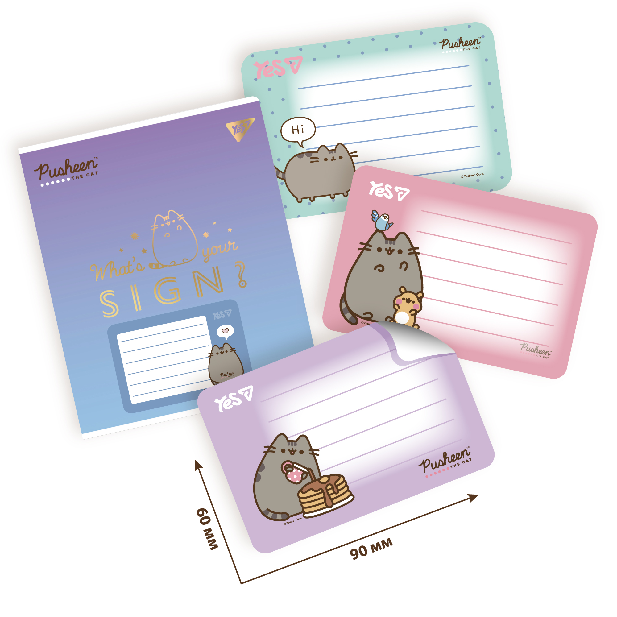 Наліпки на зошити Yes "Pusheen" 8 шт/уп, 955505 3