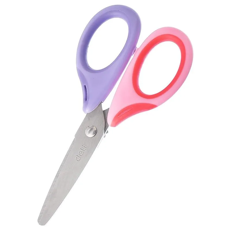 Ножницы Deli 6068E микс 135 мм, прорезиненные ручки, 85800