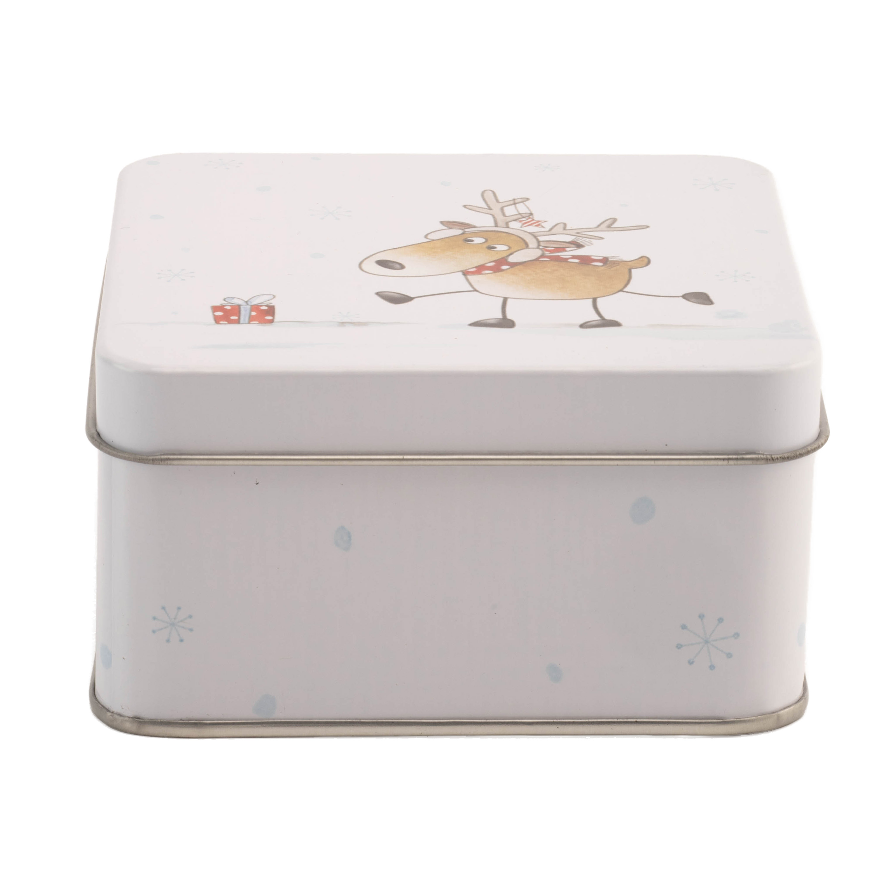 Коробка новорічна металева квадратна "Pelle" h=5,5 см (сер.), білий, 9829309