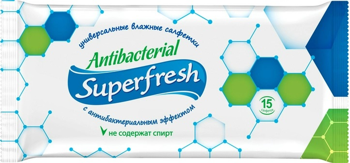 Серветки вологі Superfresh Antibacterial 15 шт., new, 42216609