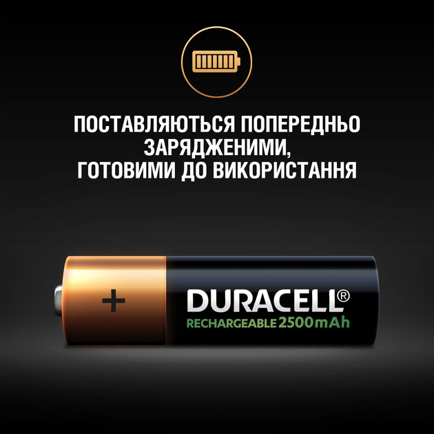 Акумулятор DURACELL HR6 AA 2500mAh (4 шт/бл.) ціна вказ. за бл. 3