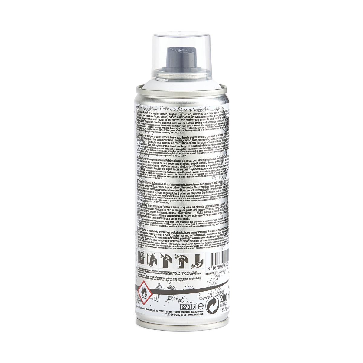 Фарба-спрей акрилова DecoSpray 200 мл, білий, 801 ТМ "Pebeo" 1