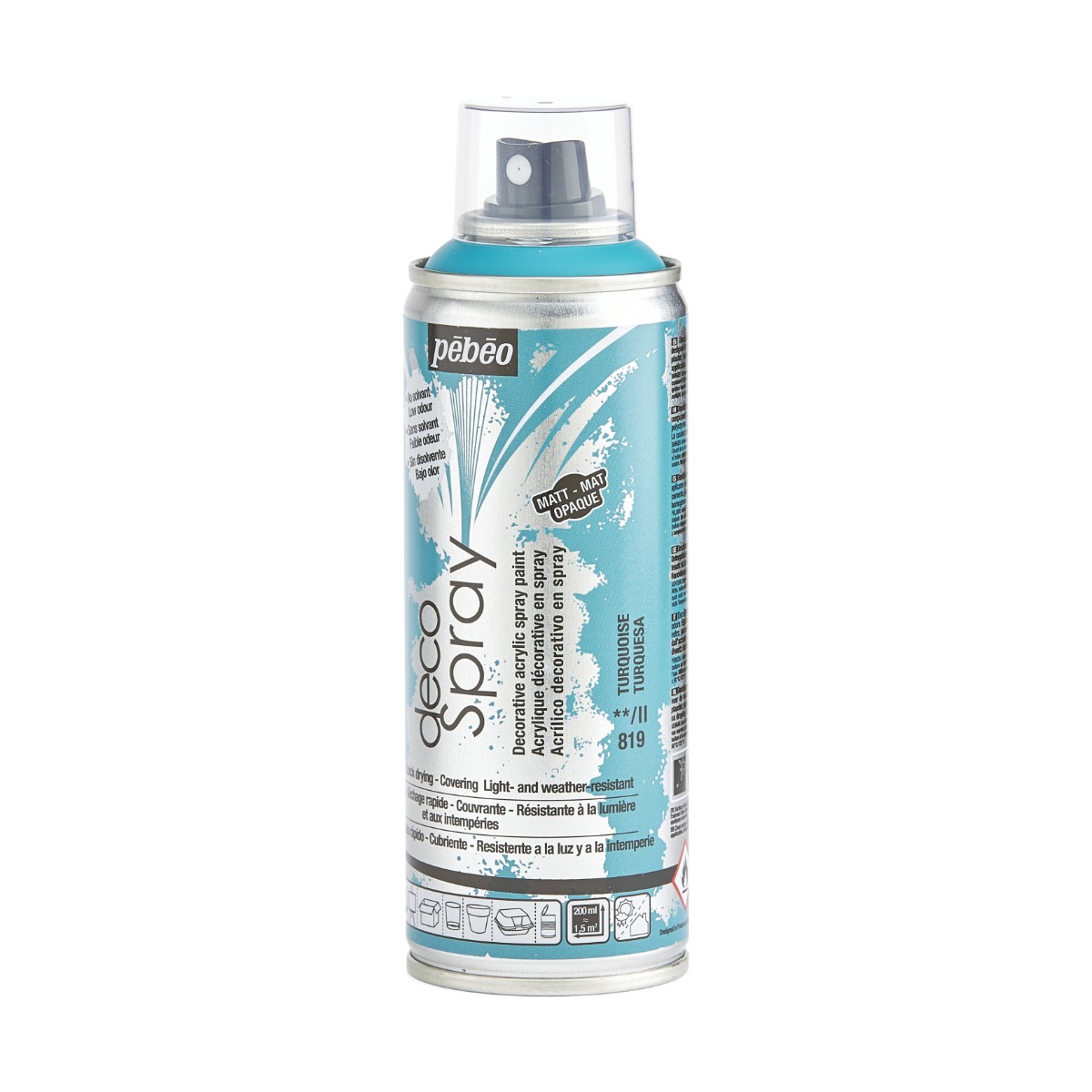 Фарба-спрей акрилова DecoSpray 200 мл, бірюзовий, 819 ТМ "Pebeo" 3