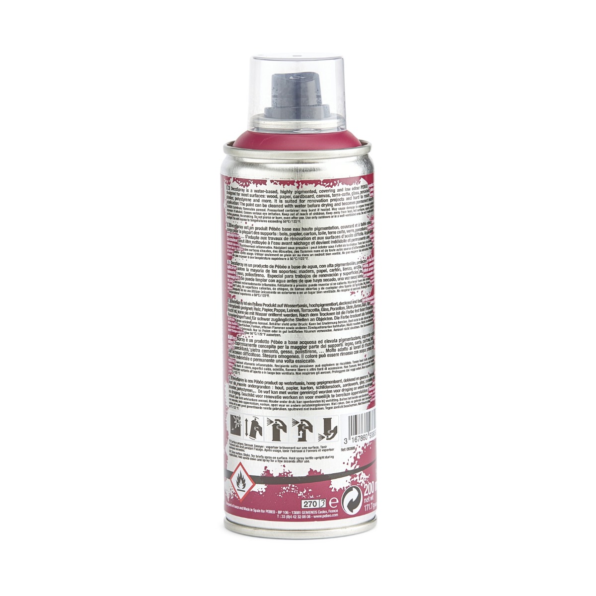 Фарба-спрей акрилова DecoSpray 200 мл, винний колір, 809 ТМ "Pebeo" 2