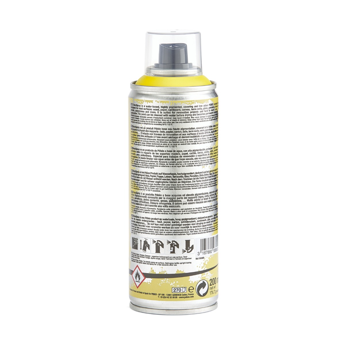Фарба-спрей акрилова DecoSpray 200 мл, жовтий, 805 ТМ "Pebeo" 2