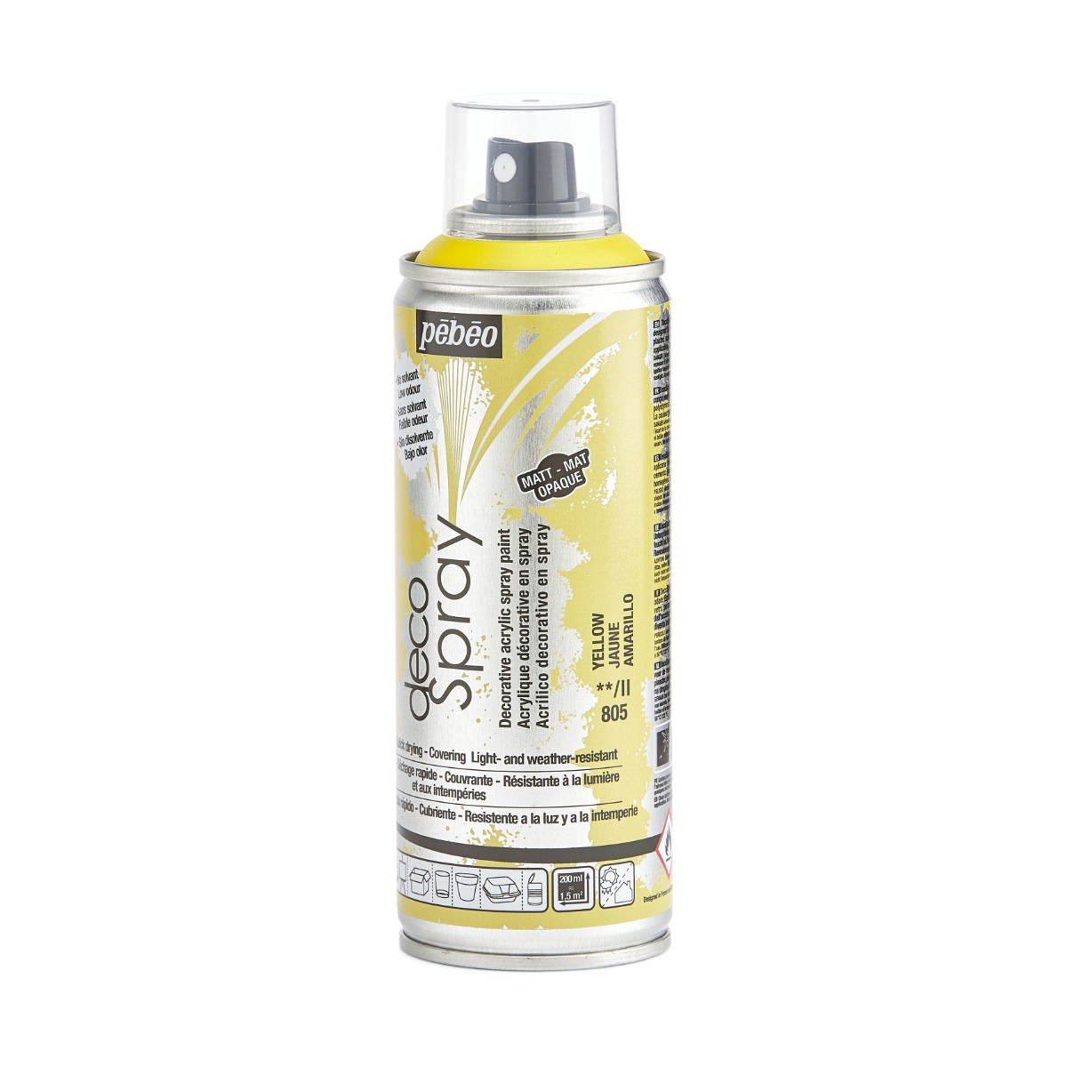 Фарба-спрей акрилова DecoSpray 200 мл, жовтий, 805 ТМ "Pebeo" 3