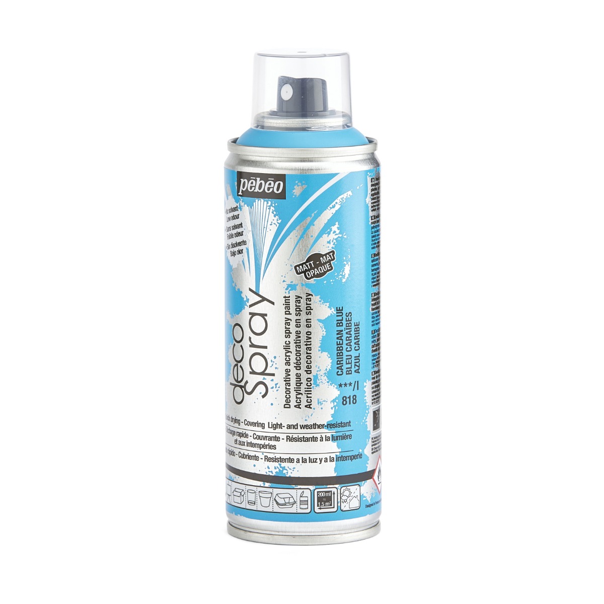 Фарба-спрей акрилова DecoSpray 200 мл, карибський блакитний, 818 ТМ "Pebeo" 3