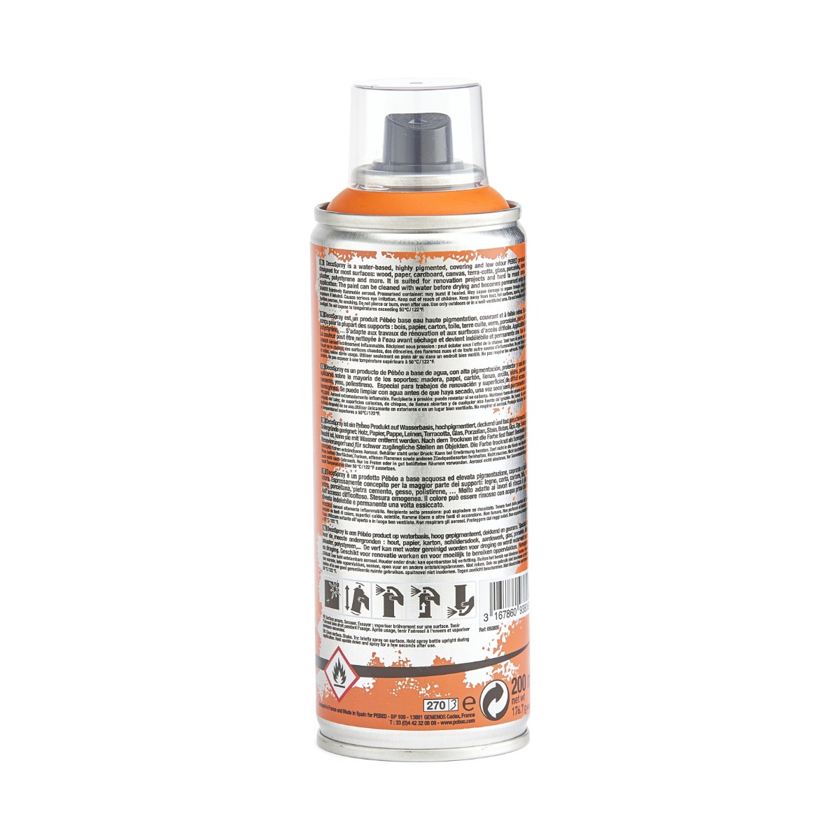 Фарба-спрей акрилова DecoSpray 200 мл, помаранчевий, 806 ТМ "Pebeo" 2