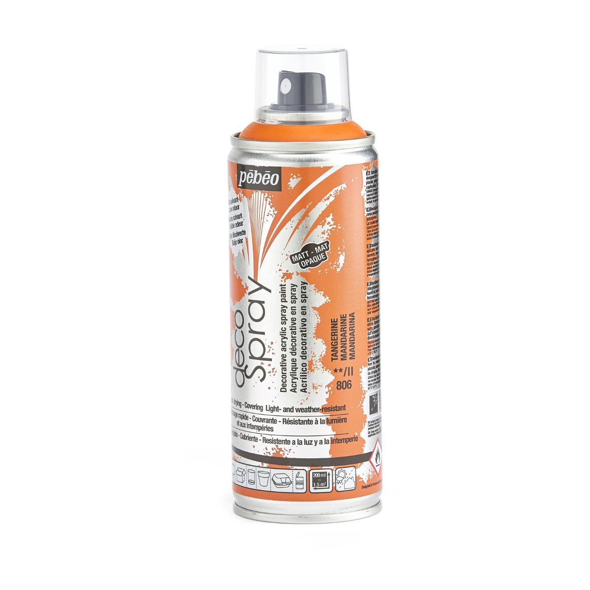 Фарба-спрей акрилова DecoSpray 200 мл, помаранчевий, 806 ТМ "Pebeo" 3