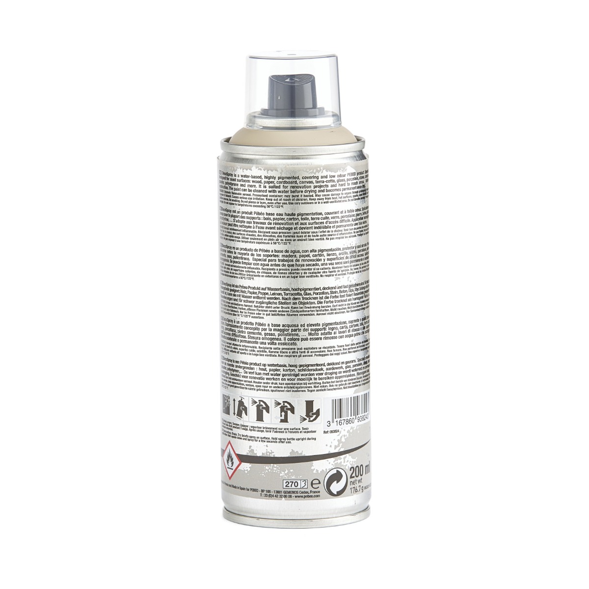 Краска-спрей акриловая DecoSpray 200 мл, светлый серо-коричневый, 824 ТМ "Pebeo" 2