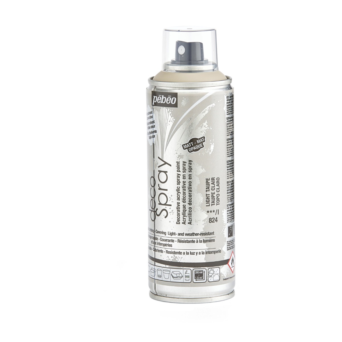 Краска-спрей акриловая DecoSpray 200 мл, светлый серо-коричневый, 824 ТМ "Pebeo" 4