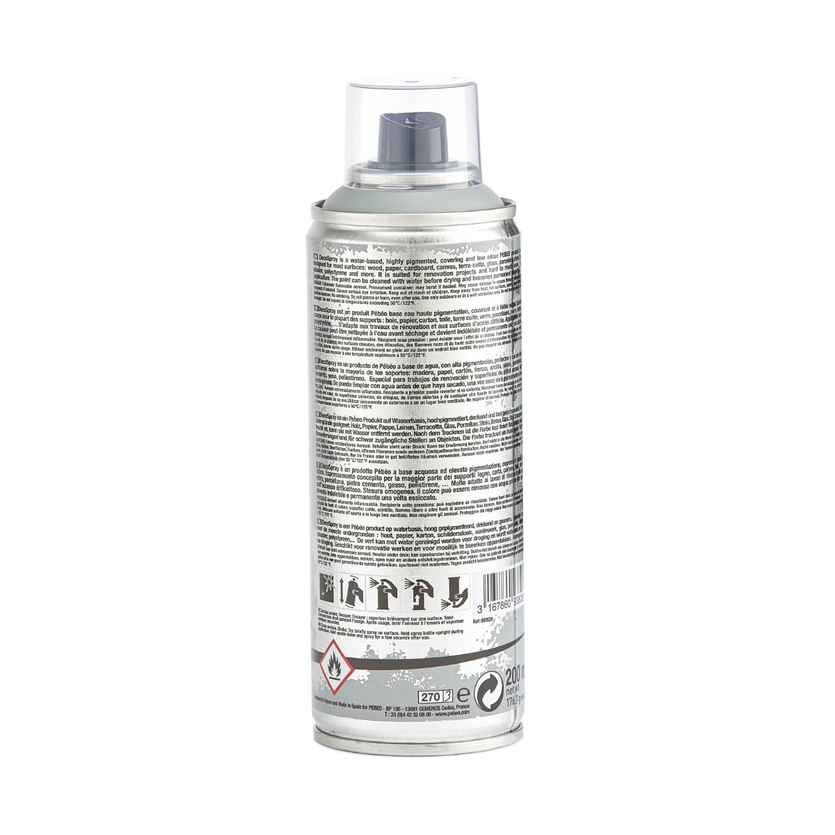 Фарба-спрей акрилова DecoSpray 200 мл, світло-сірий, 828 ТМ "Pebeo" 2