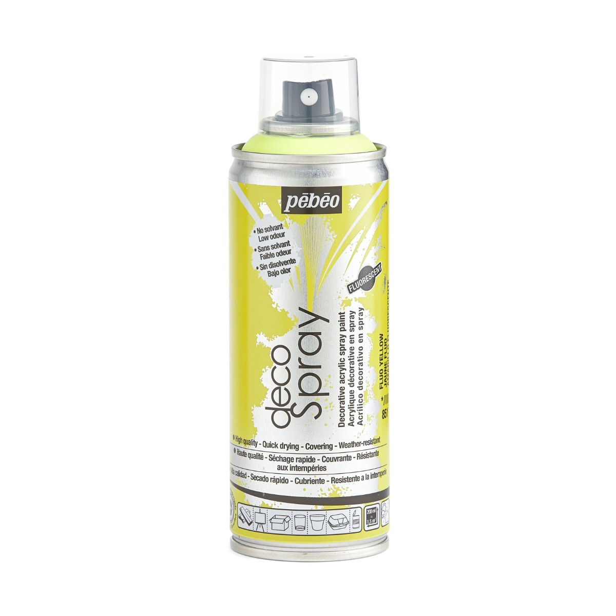 Фарба-спрей акрилова флуоресцентна DecoSpray 200 мл, жовтий, 851 ТМ "Pebeo" Фарба-спрей акрилова флуоресцентна DecoSpray 200 мл, жовтий, 851 ТМ "Pebeo"
