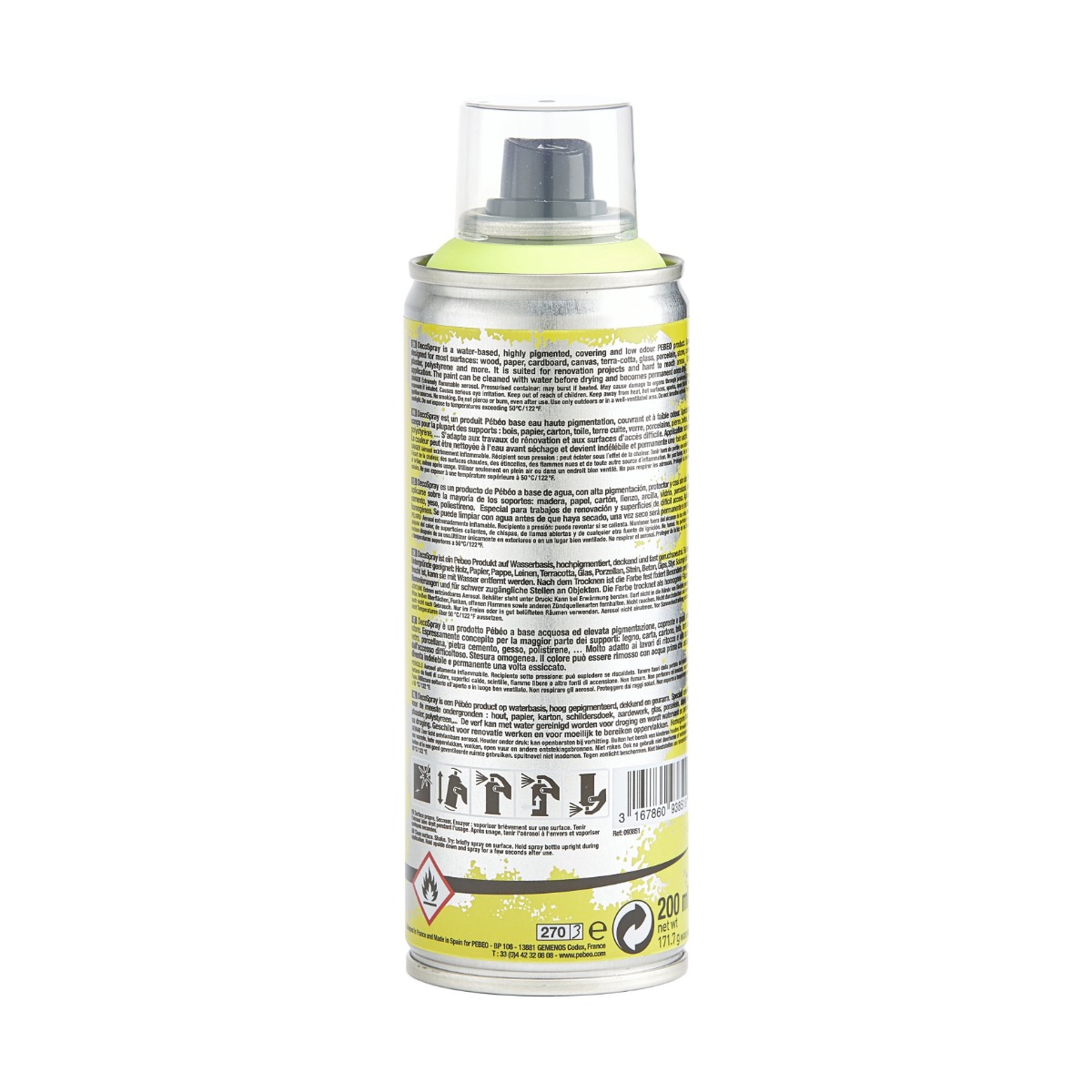 Фарба-спрей акрилова флуоресцентна DecoSpray 200 мл, жовтий, 851 ТМ "Pebeo" 2