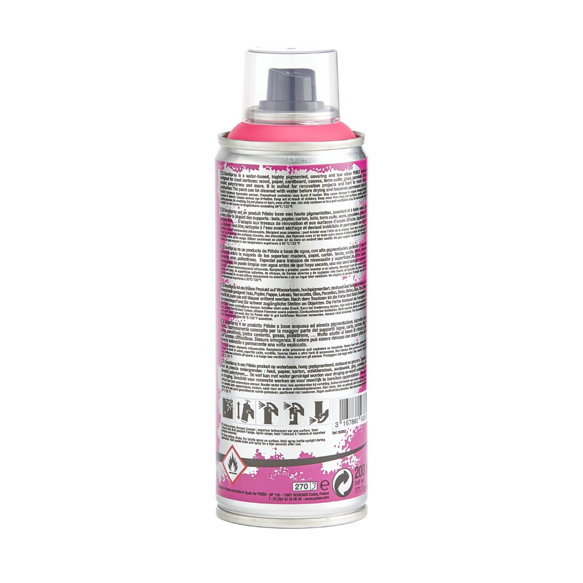 Фарба-спрей акрилова флуоресцентна DecoSpray 200 мл, рожевий, 852 ТМ "Pebeo" 2