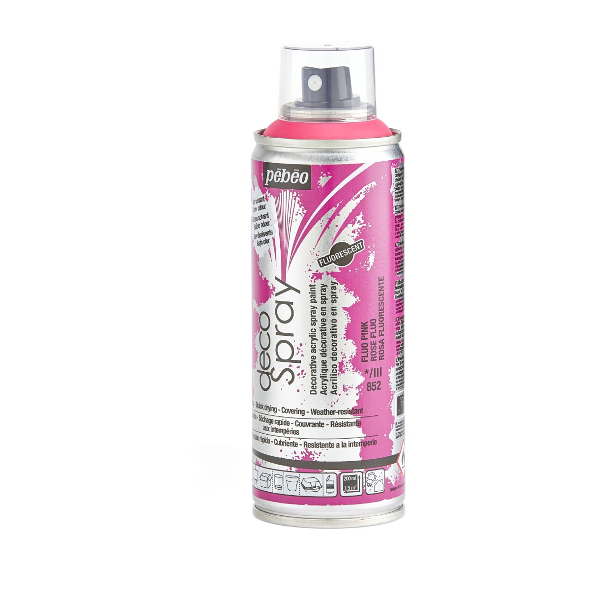 Фарба-спрей акрилова флуоресцентна DecoSpray 200 мл, рожевий, 852 ТМ "Pebeo" 3