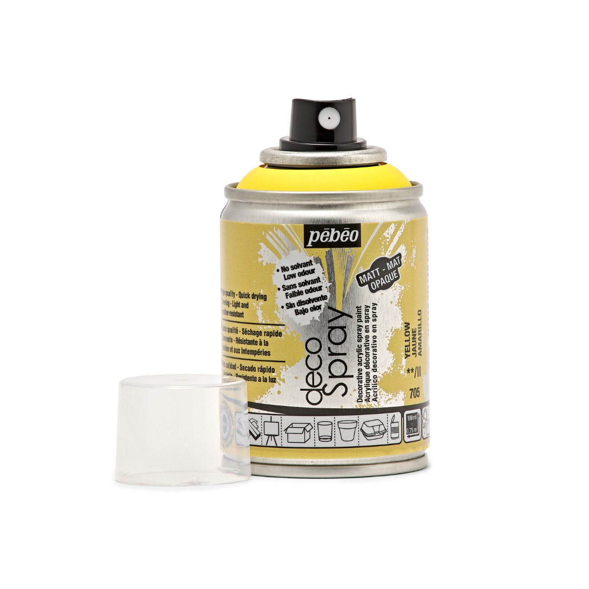 Фарба-спрей акрилова DecoSpray 100 мл, жовтий, 705 ТМ "Pebeo" Фарба-спрей акрилова DecoSpray 100 мл, жовтий, 705 ТМ "Pebeo"