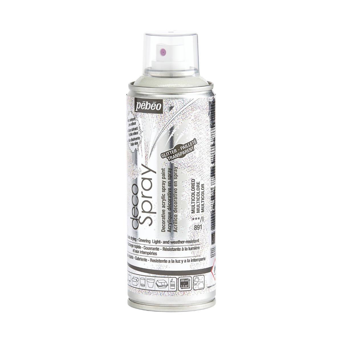 Фарба-спрей акрилова з глітером DecoSpray 200 мл, мультіколор, 891 ТМ "Pebeo" 3