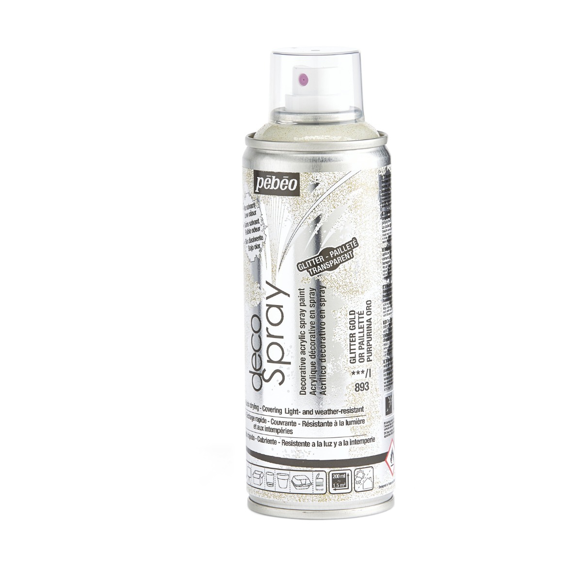 Фарба-спрей акрилова з глітером DecoSpray 200 мл, золото, 893 ТМ "Pebeo" 3