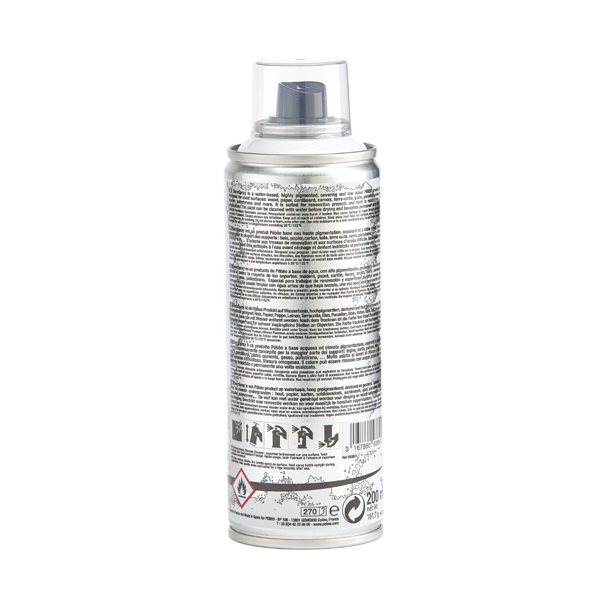 Фарба-спрей акрилова глянсова DecoSpray 200 мл, білий, 841 ТМ "Pebeo" 1