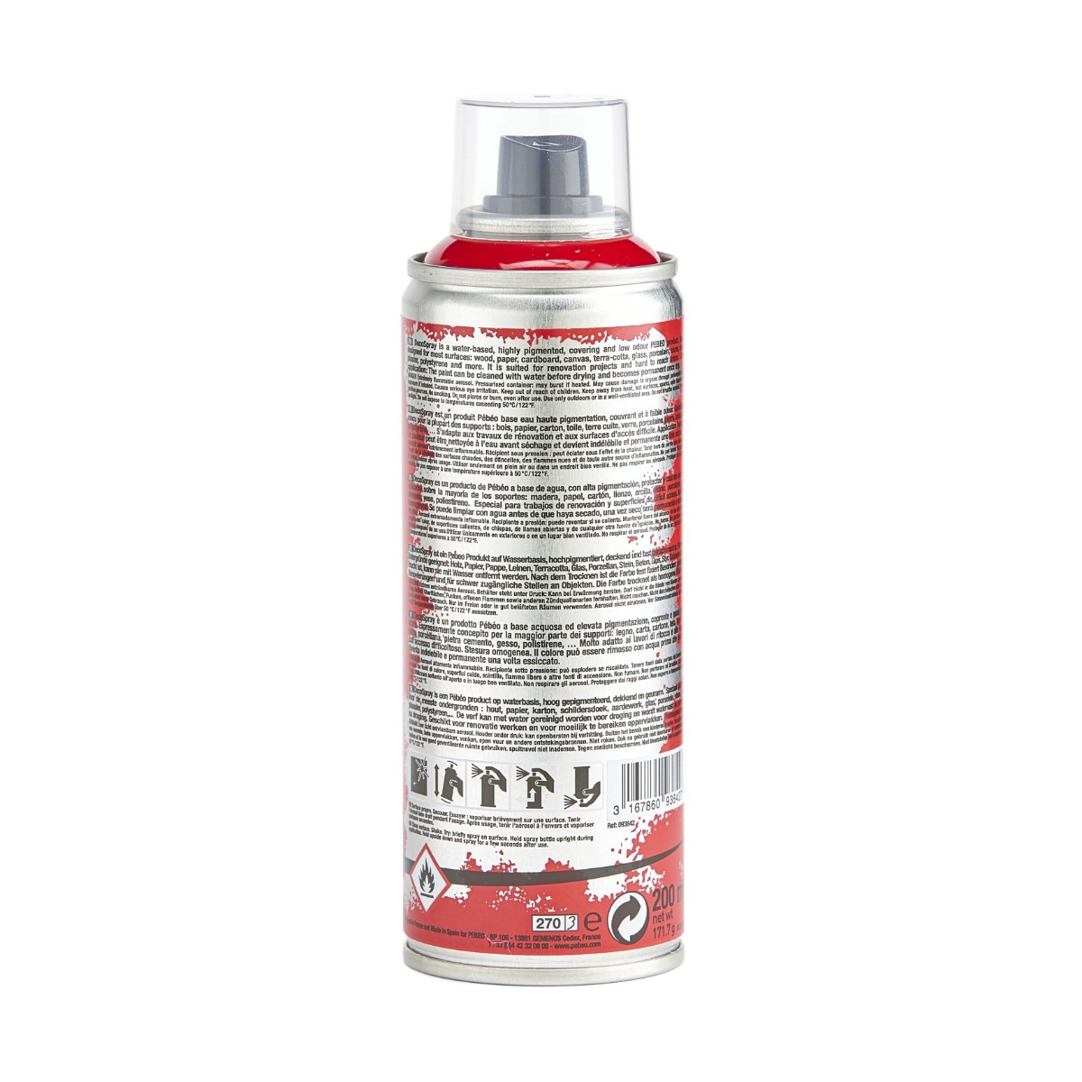 Фарба-спрей акрилова глянсова DecoSpray 200 мл, червоний, 842 ТМ "Pebeo" 2