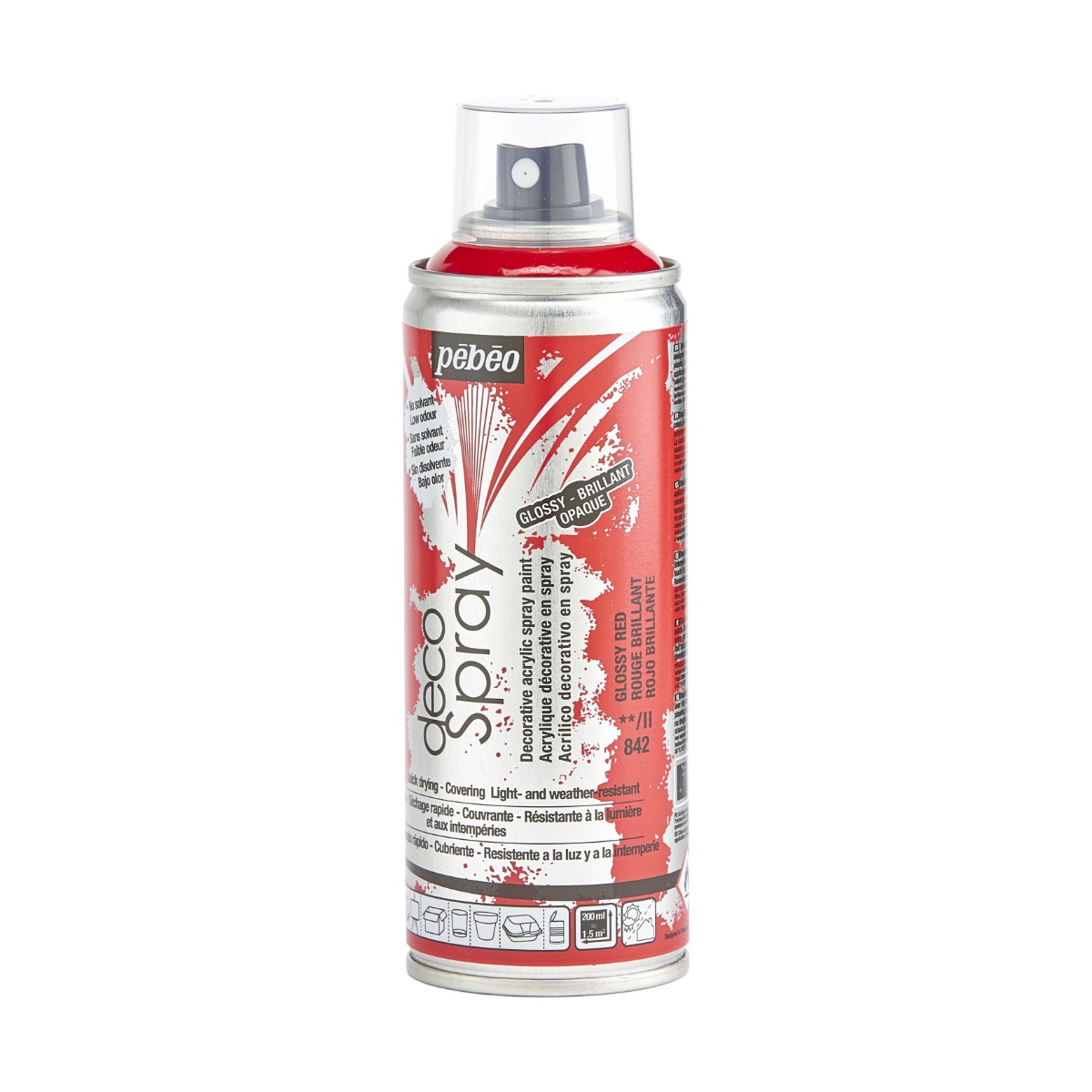 Фарба-спрей акрилова глянсова DecoSpray 200 мл, червоний, 842 ТМ "Pebeo" 3